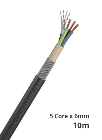 6mm2 Five Core Cat5e EV Ultra Cable with SWA Sleeve - 10m